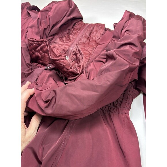 Laundry by Shelli Segal Parka Coat Jacket Burgundy Medium Hooded Quilted - Picture 14 of 16